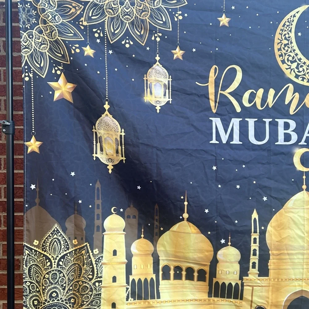 Ramadan Mubarak background, 4 x 6, black and gold,